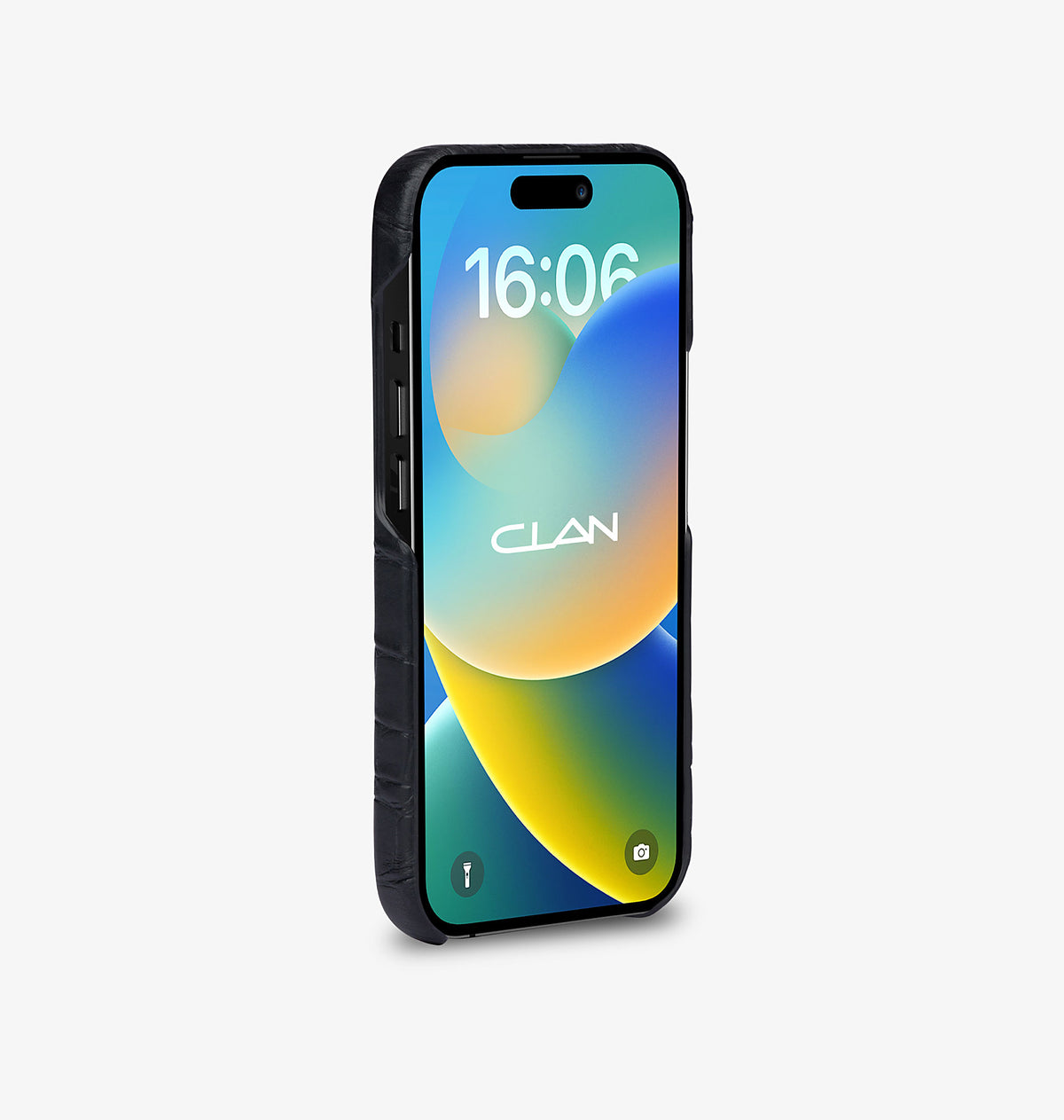 iPhone 14 Pro — Vitello stampato coccodrillo — Nero — Visualizza immagine 3