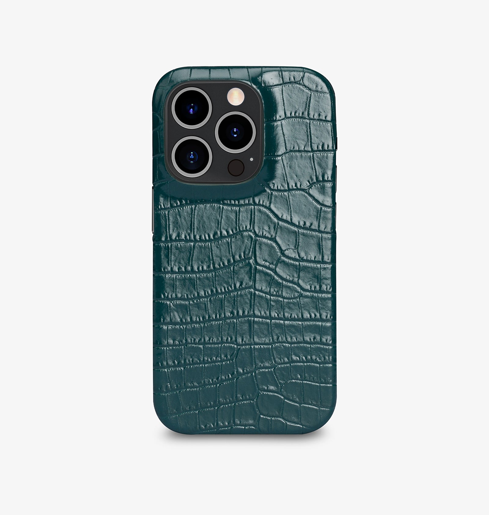 iPhone 14 Pro — Vitello stampato coccodrillo — Verde scuro — Visualizza immagine 1
