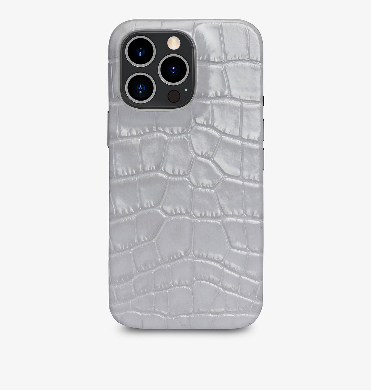 iPhone 14 Pro Max — Veau embossé crocodile — Glossy Grey — Voir l’image 1