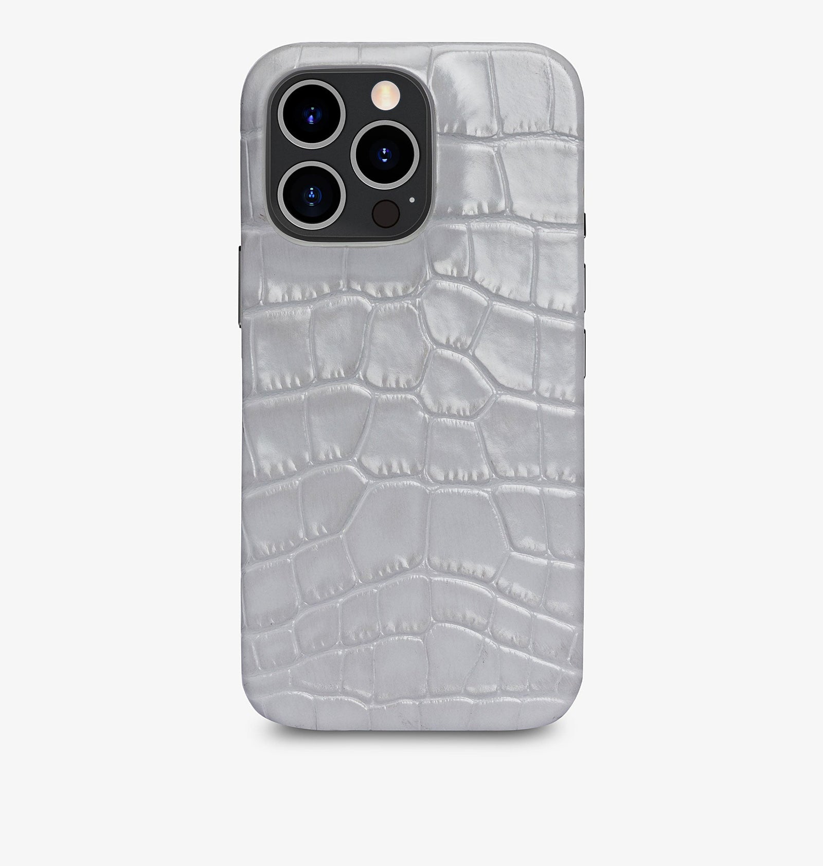 iPhone 13 Pro Max — Veau embossé crocodile — Glossy Grey — Voir l’image 1