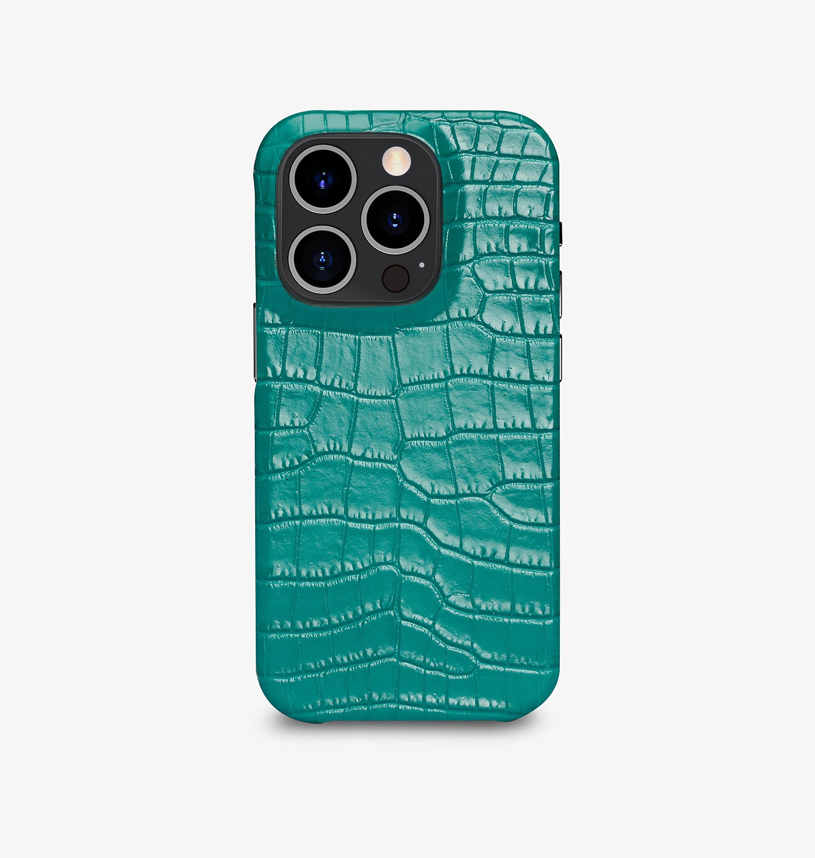 iPhone 14 Pro — Vitello stampato coccodrillo — Turchese lucido — Visualizza immagine 1