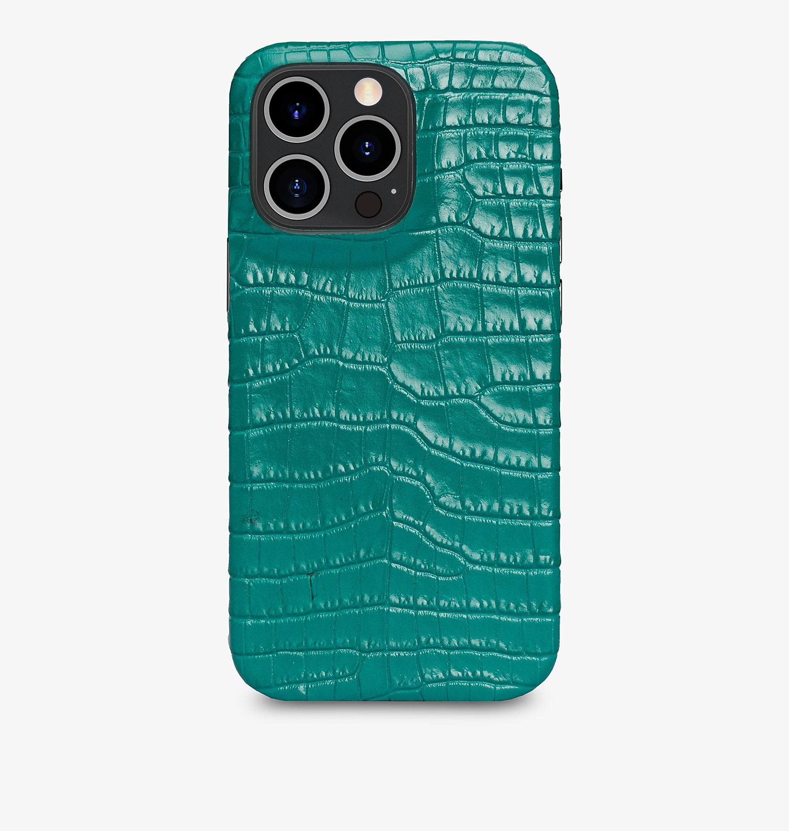 iPhone 13 Pro Max — Veau embossé crocodile — Glossy Turquoise — Voir l’image 1