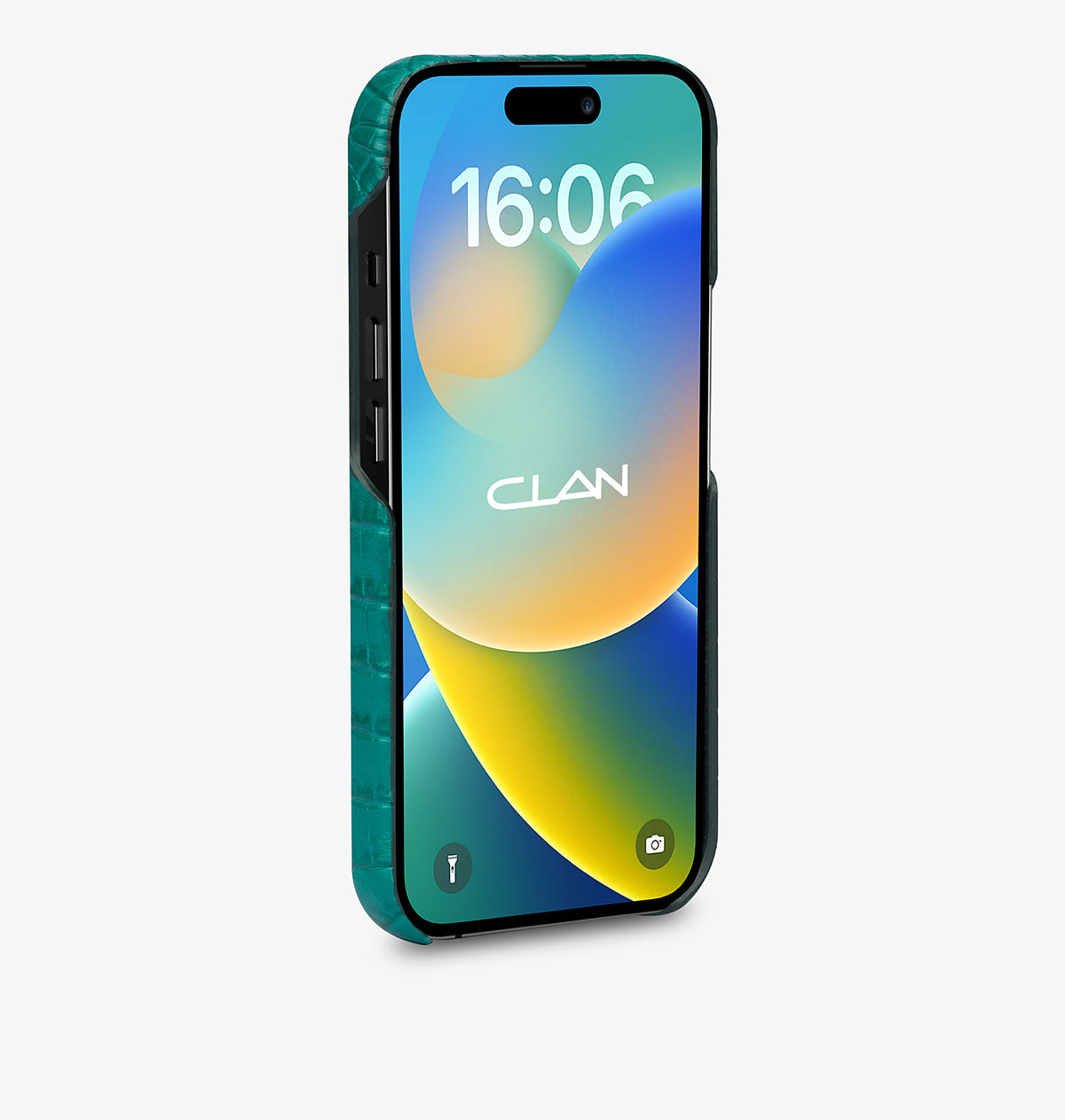 iPhone 14 Pro Max — Crocodile-embossed calfskin — Glossy Turquoise — View image 3