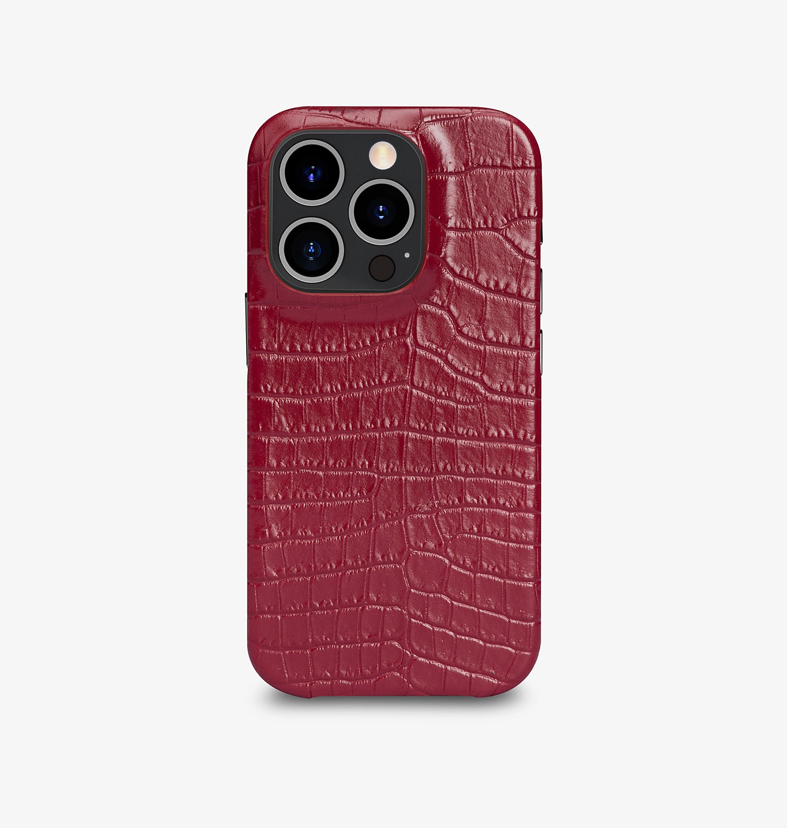 iPhone 14 Pro — Vitello stampato coccodrillo — Rosso Lucido — Visualizza immagine 1