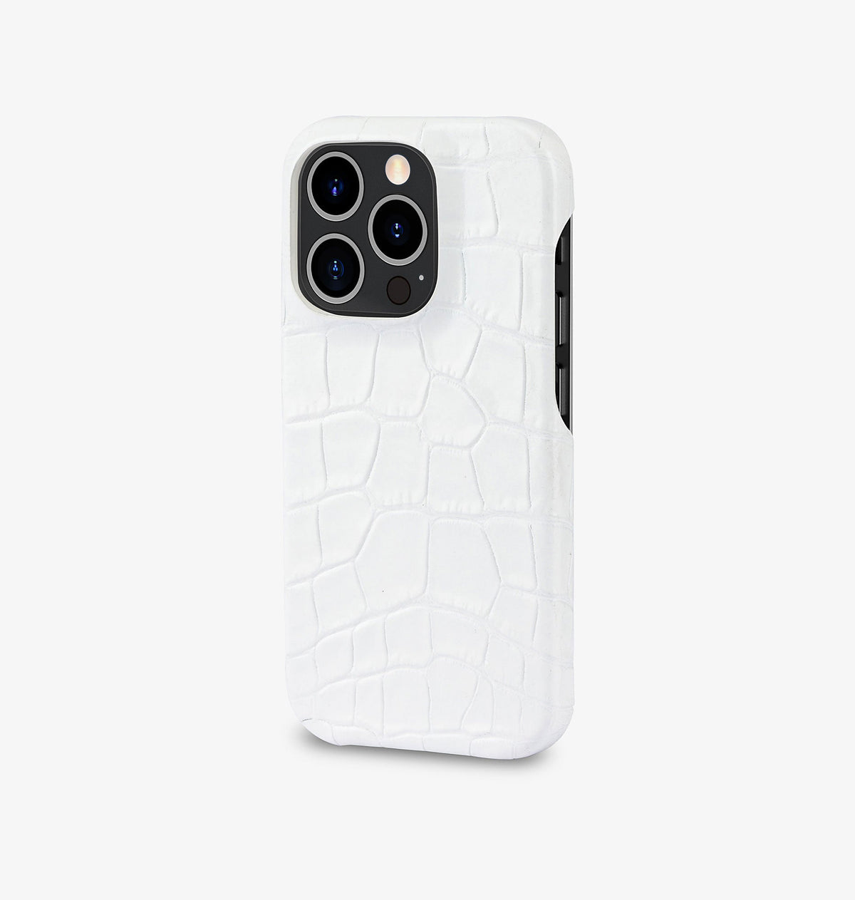 iPhone 13 Pro — Veau embossé crocodile — Glossy White — Voir l’image 2