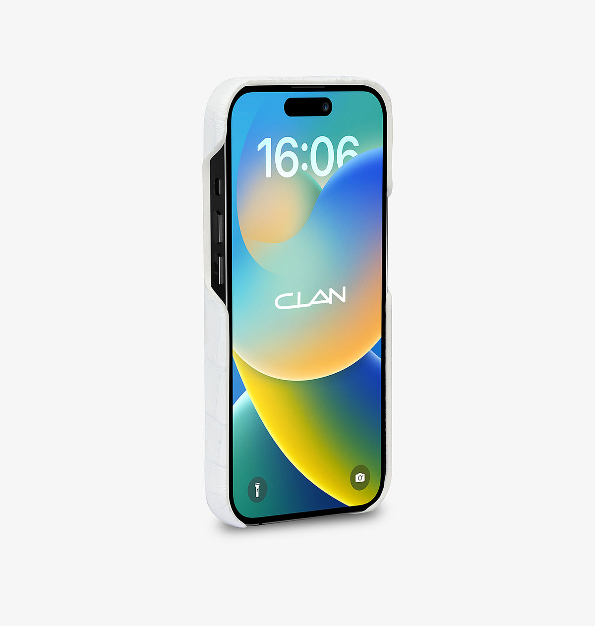 iPhone 14 Pro — Vitello stampato coccodrillo — Bianco lucido — Visualizza immagine 3