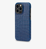 iPhone 15 Pro Max — Veau embossé crocodile — Bleu — Voir l’image 2