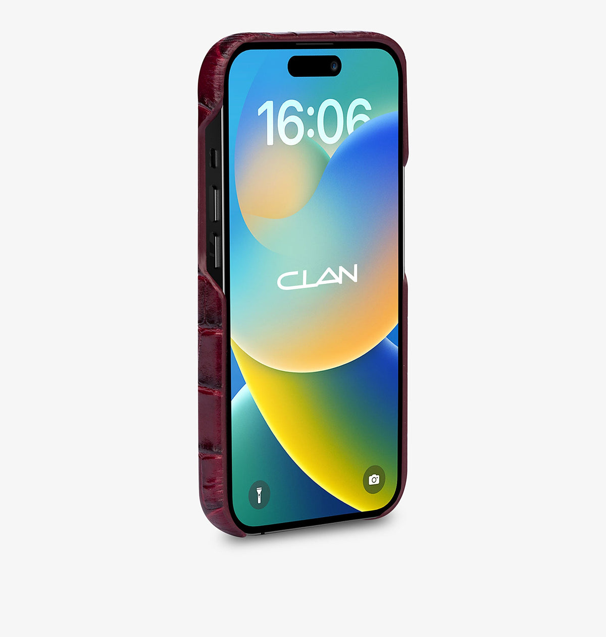 iPhone 15 Pro Max — Vitello stampato coccodrillo — Bordeaux lucido — Visualizza immagine 3