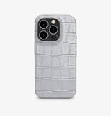 iPhone 15 Pro — Vitello stampato coccodrillo — Grigio lucido — Visualizza immagine 1
