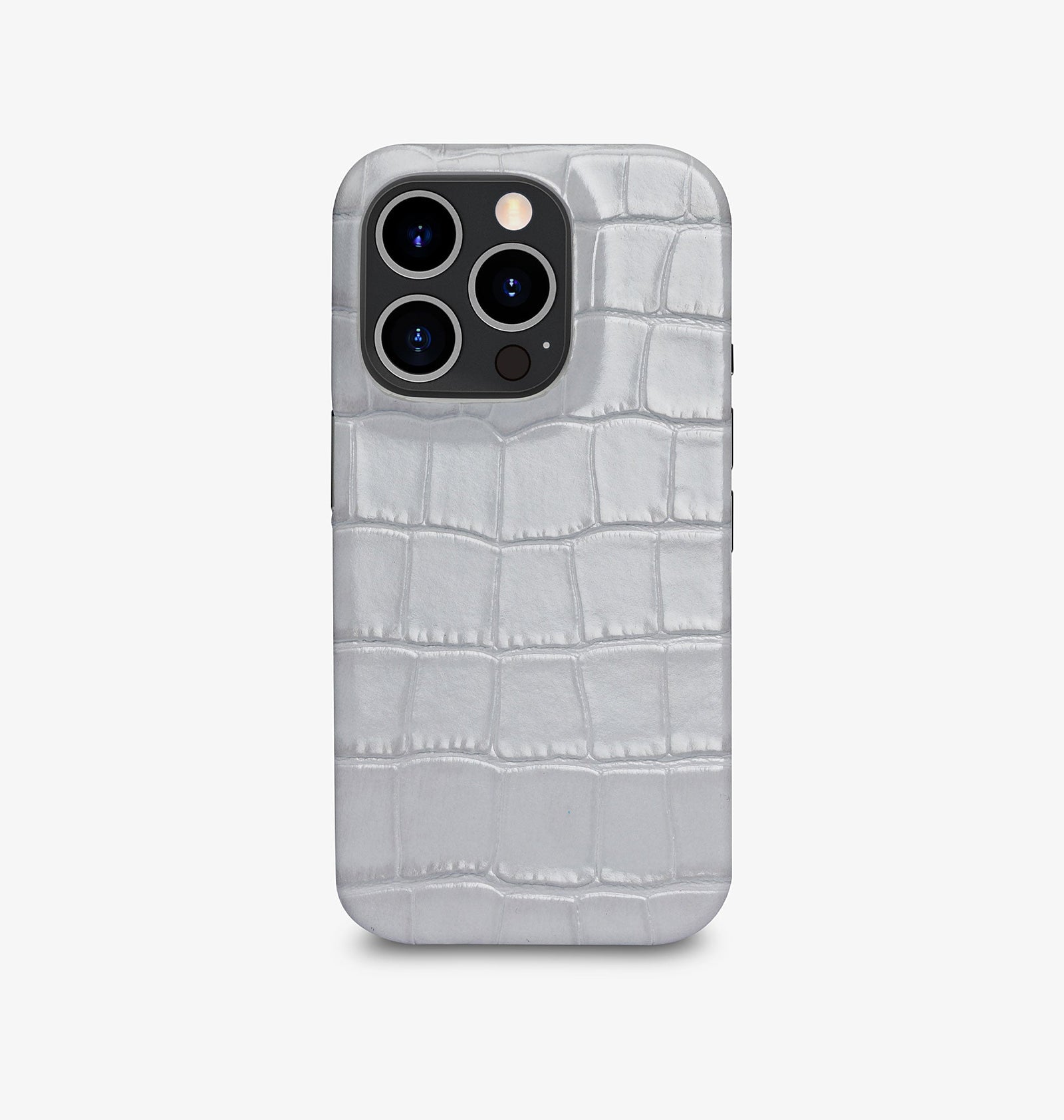 iPhone 15 Pro — Vitello stampato coccodrillo — Grigio lucido — Visualizza immagine 1