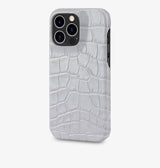 iPhone 15 Pro Max — Vitello stampato coccodrillo — Grigio lucido — Visualizza immagine 2
