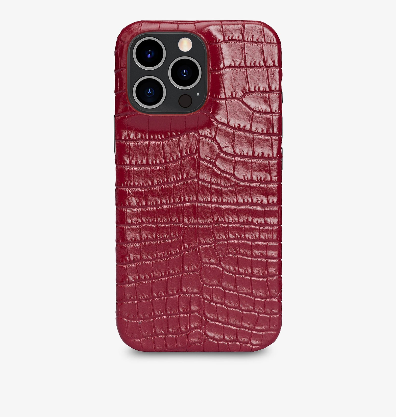 iPhone 15 Pro Max — Vitello stampato coccodrillo — Rosso Lucido — Visualizza immagine 1