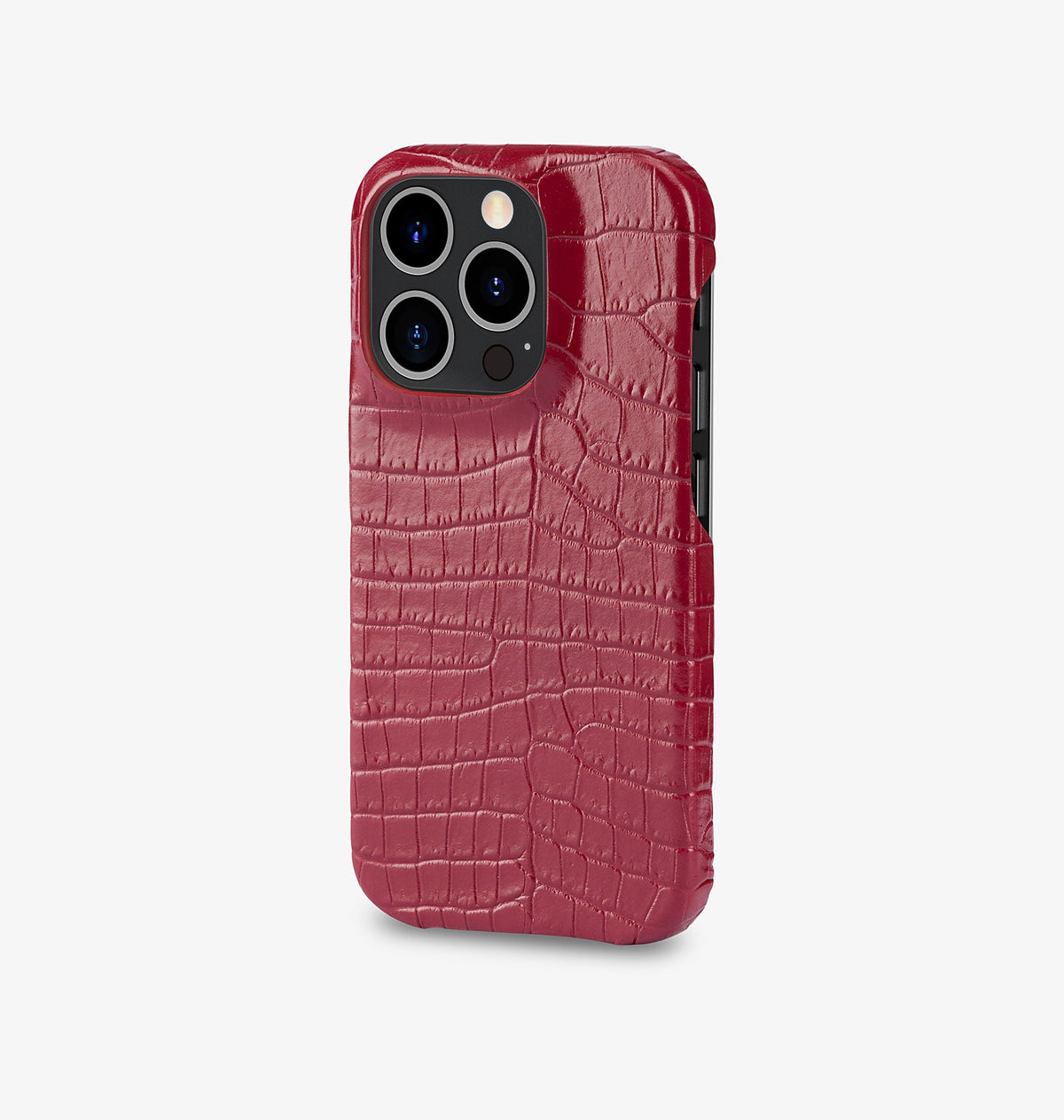 iPhone 15 Pro — Veau embossé crocodile — Glossy Rouge — Voir l’image 2
