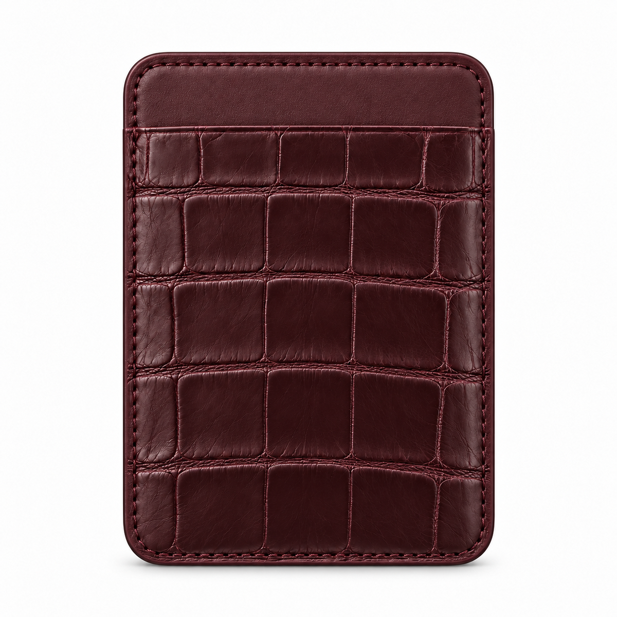 MagSafe Card Holder — Single Pocket — Alligator — Burgundy