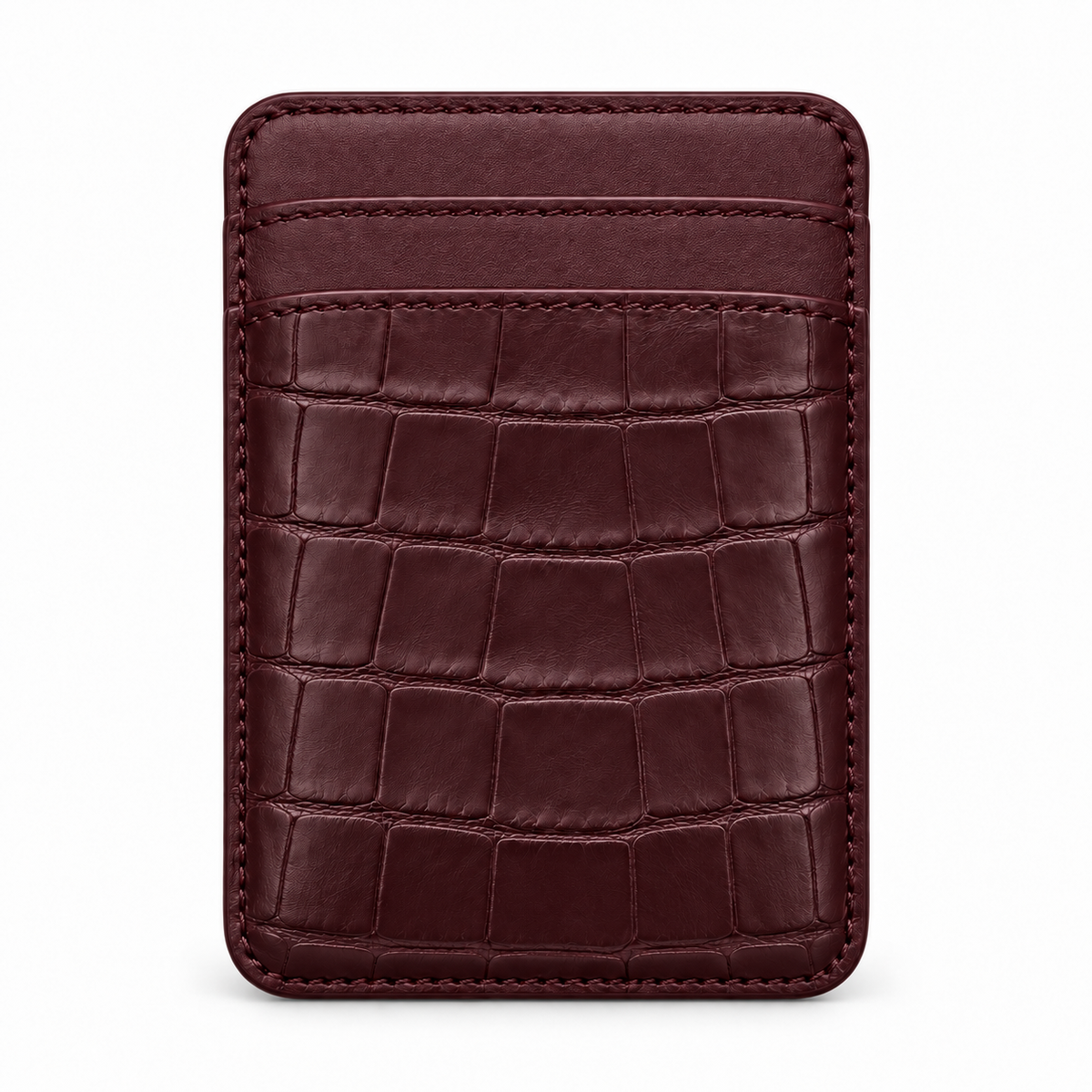MagSafe Card Holder — Double Pocket — Alligator — Burgundy