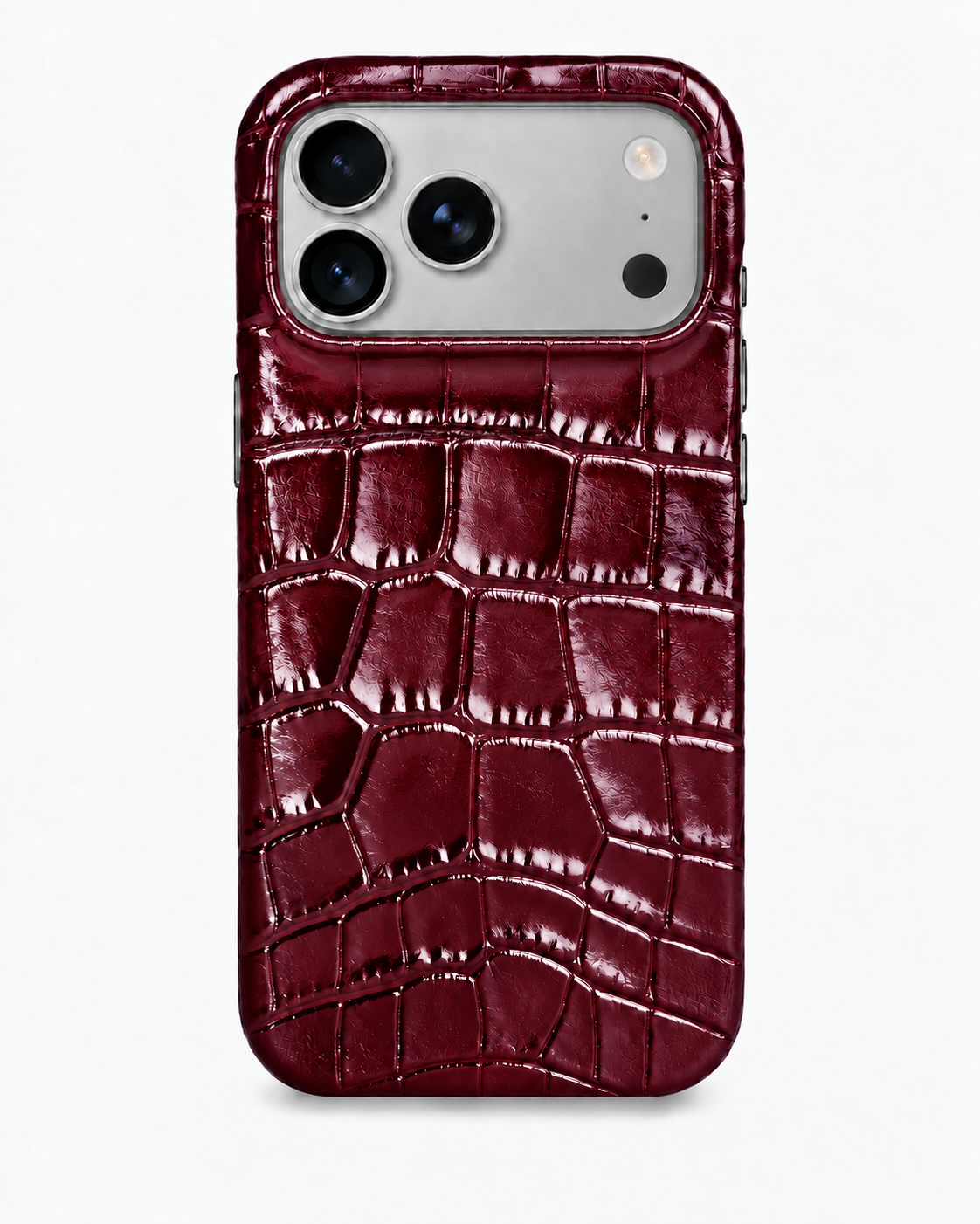 iPhone 18 Pro — iPhone 18 Pro— Crocodile-embossed calfskin — Burgundy — View image 1