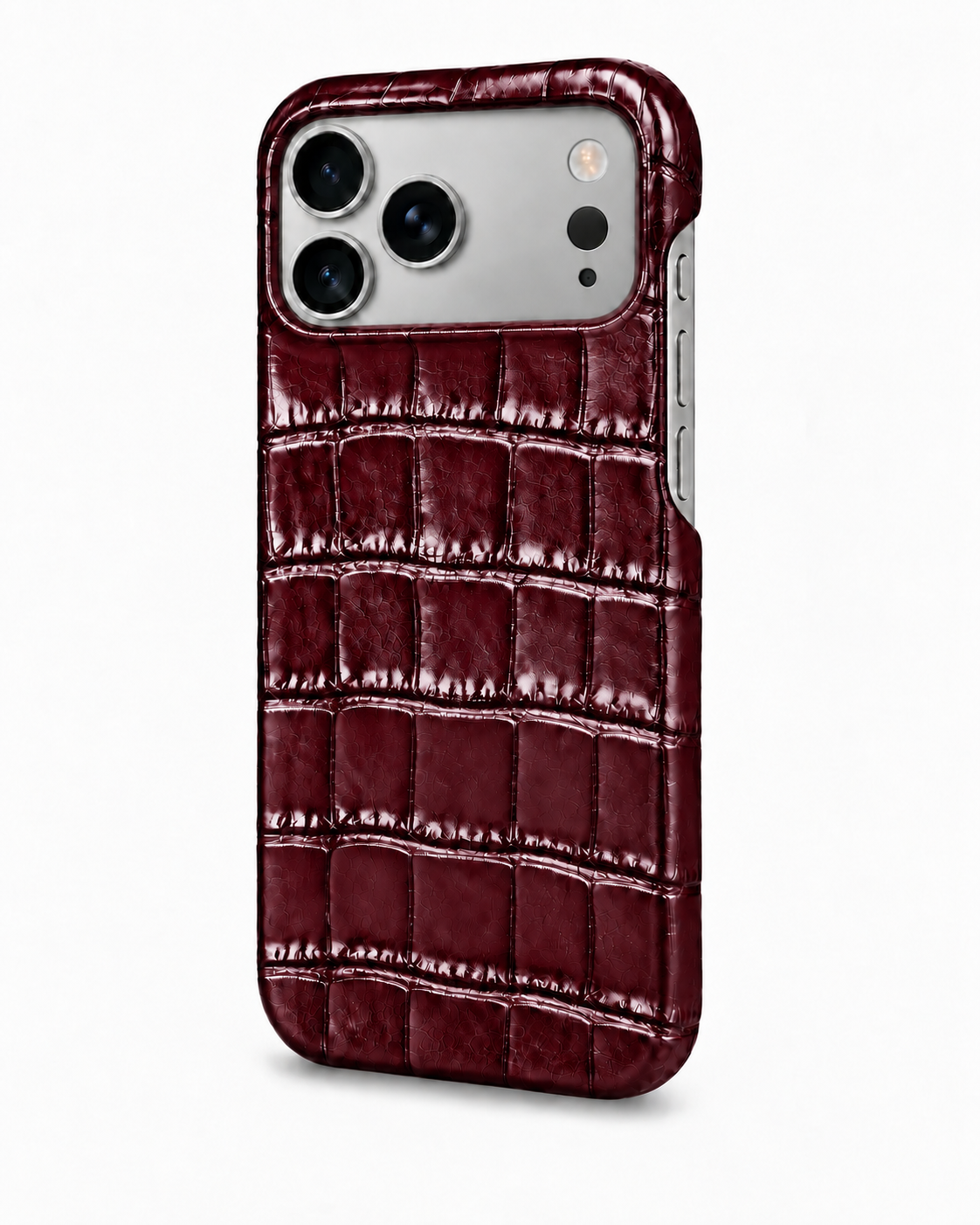 iPhone 18 Pro — iPhone 18 Pro— Crocodile-embossed calfskin — Burgundy — View image 2