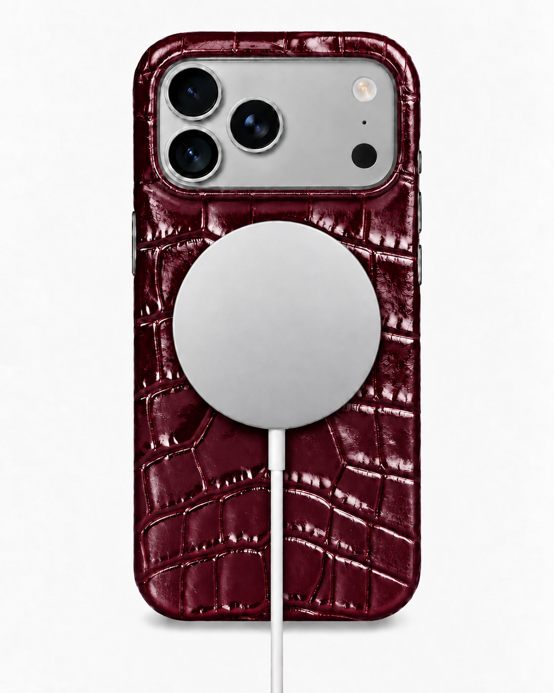 iPhone 18 Pro — iPhone 18 Pro— Crocodile-embossed calfskin — Burgundy — View image 5