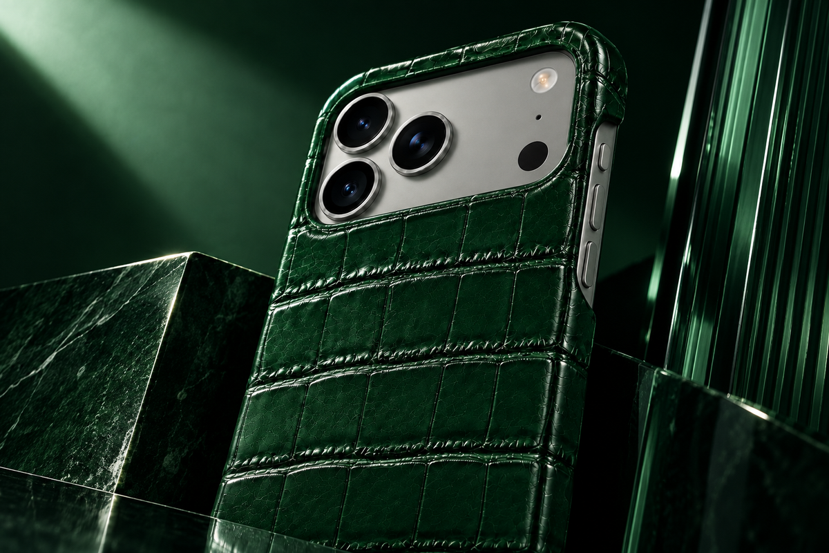 Cover CLAN Milano verde bosco in coccodrillo, campagna scultorea