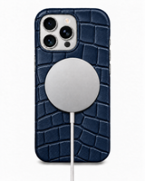 iPhone 16 Pro — Crocodile-embossed calfskin — Blue — View image 5