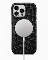 iPhone 16 Pro — Crocodile-embossed calfskin — Glossy Black — View image 5