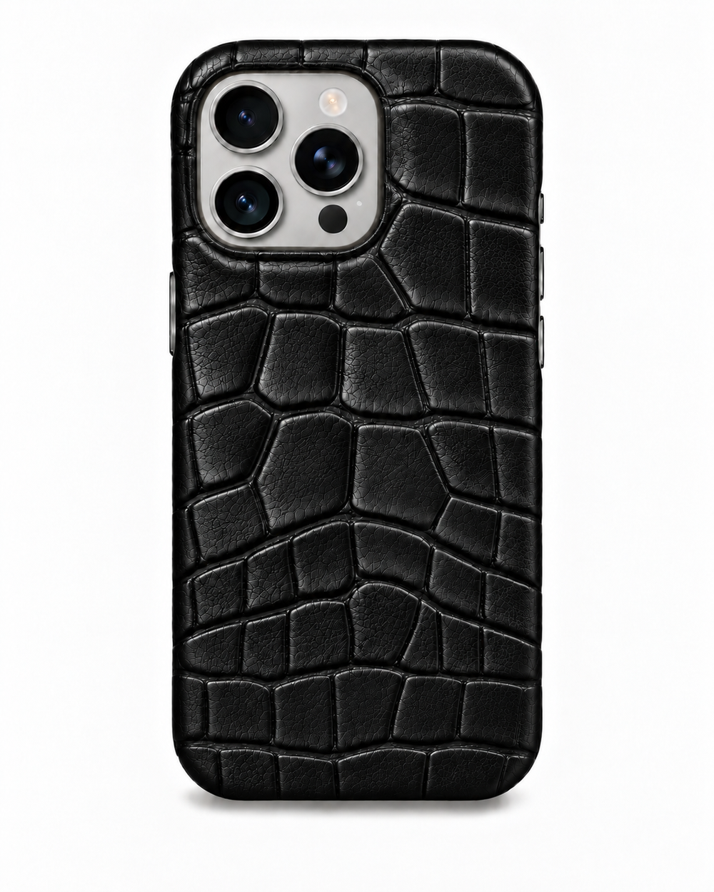iPhone 16 Pro — Crocodile-Embossed Calfskin — Glossy Black
