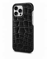 iPhone 16 Pro — Crocodile-embossed calfskin — Glossy Black — View image 2