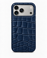iPhone 18 Pro — Crocodile-embossed calfskin — Blue — View image 1
