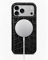 iPhone 17 Pro — Crocodile-embossed calfskin — Glossy Black — View image 5