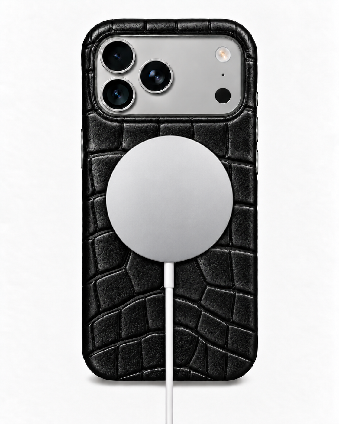 iPhone 17 Pro — Crocodile-embossed calfskin — Glossy Black — View image 5