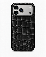 iPhone 18 Pro — Crocodile-embossed calfskin — Glossy Black — View image 1
