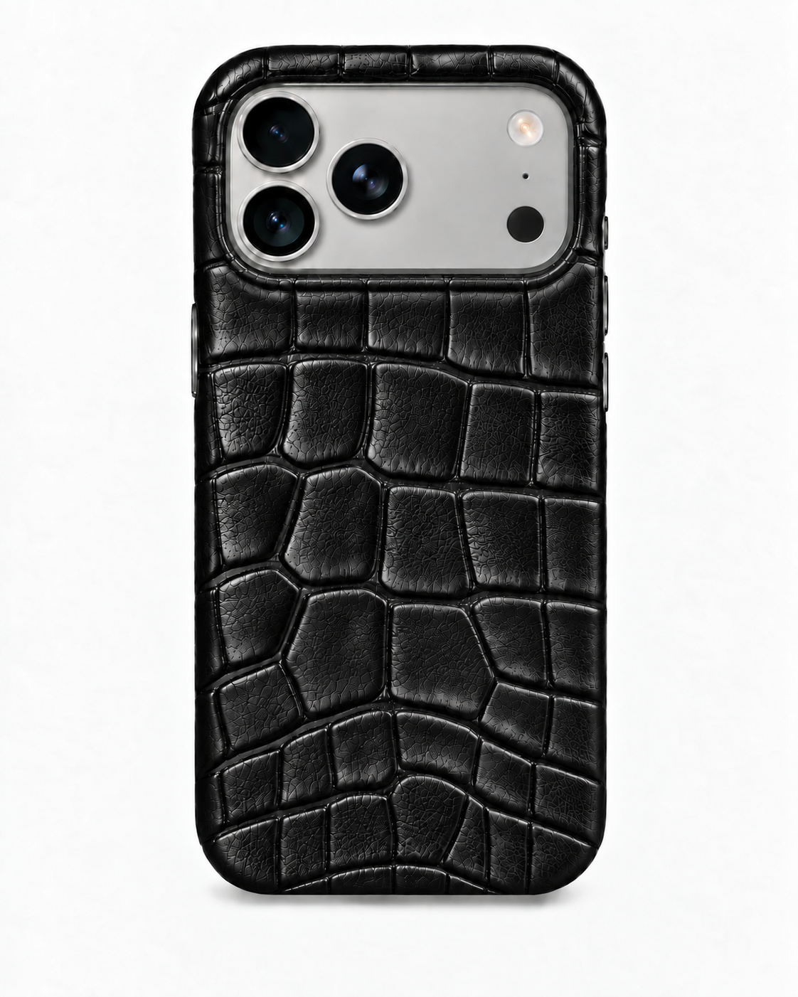 iPhone 18 Pro — Crocodile-embossed calfskin — Glossy Black — View image 1