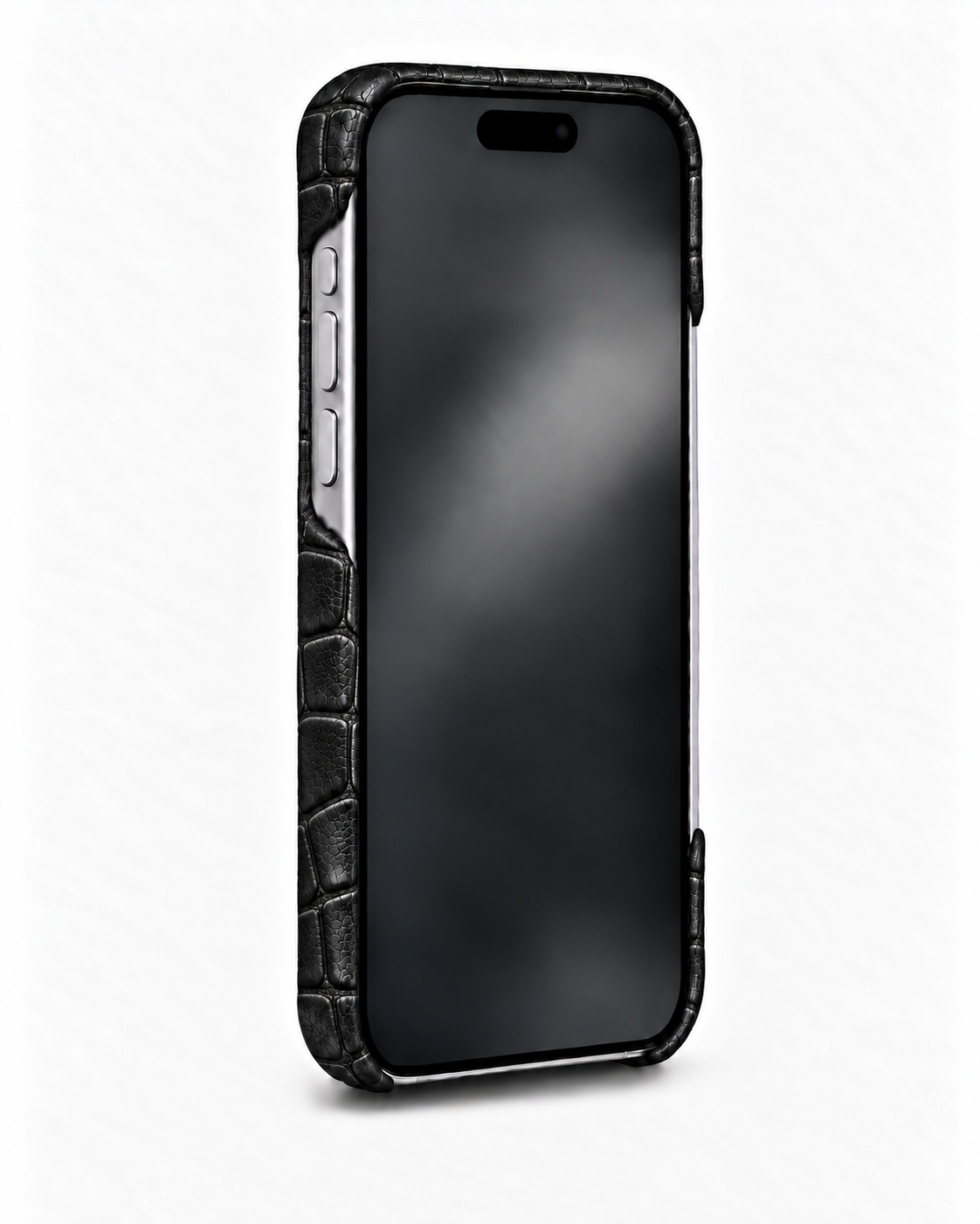 iPhone 18 Pro — Crocodile-embossed calfskin — Glossy Black — View image 3
