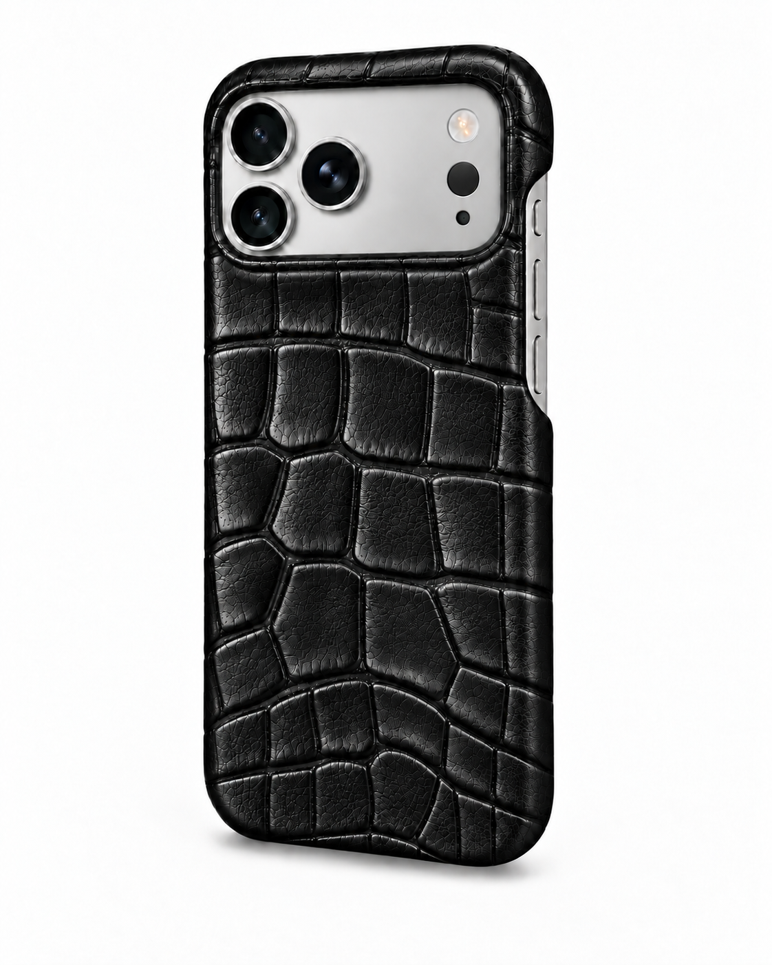 iPhone 18 Pro — Crocodile-embossed calfskin — Glossy Black — View image 2