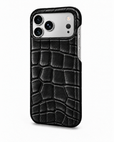 iPhone 17 Pro — Crocodile-embossed calfskin — Glossy Black — View image 2