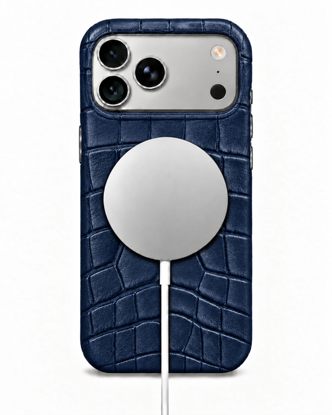 iPhone 18 Pro Max — Veau embossé crocodile — Bleu — Voir l’image 5