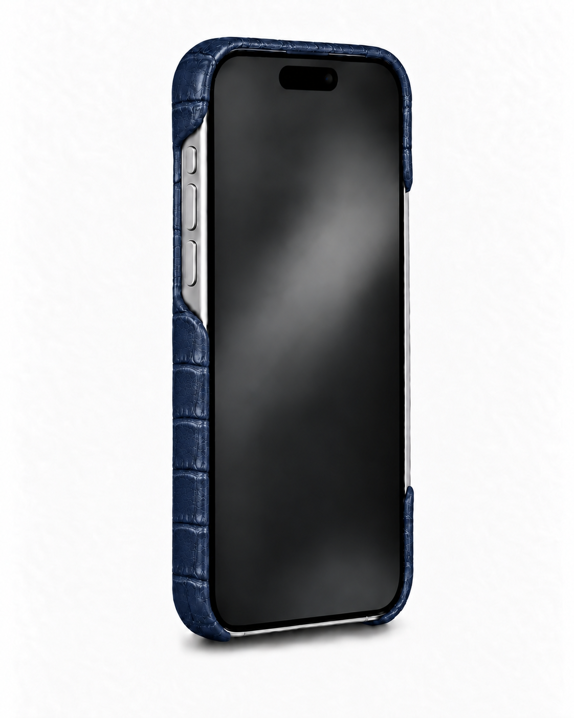 iPhone 18 Pro Max — Veau embossé crocodile — Bleu — Voir l’image 3