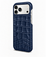 iPhone 18 Pro Max — Veau embossé crocodile — Bleu — Voir l’image 2