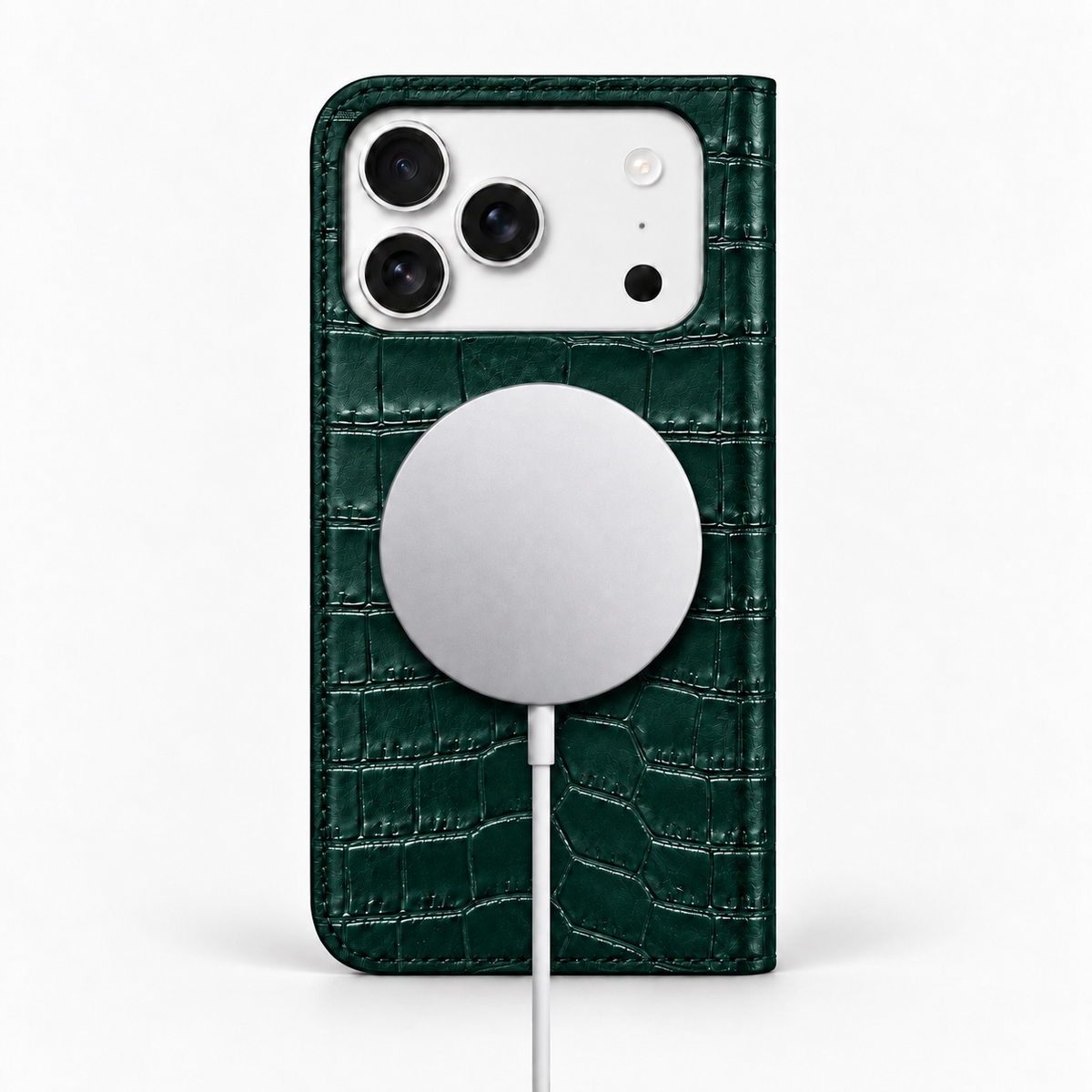 iPhone 18 Pro — Vitello stampa alligatore — Verde scuro — Visualizza immagine 5