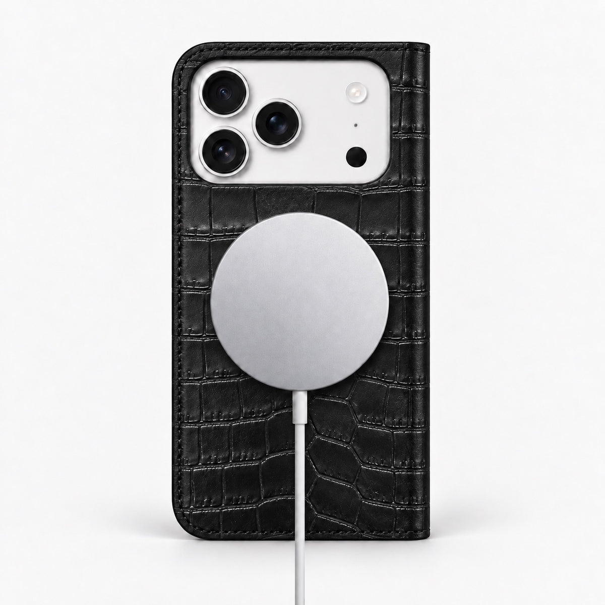 iPhone 17 Pro — Vitello stampa alligatore — Nero — Visualizza immagine 5