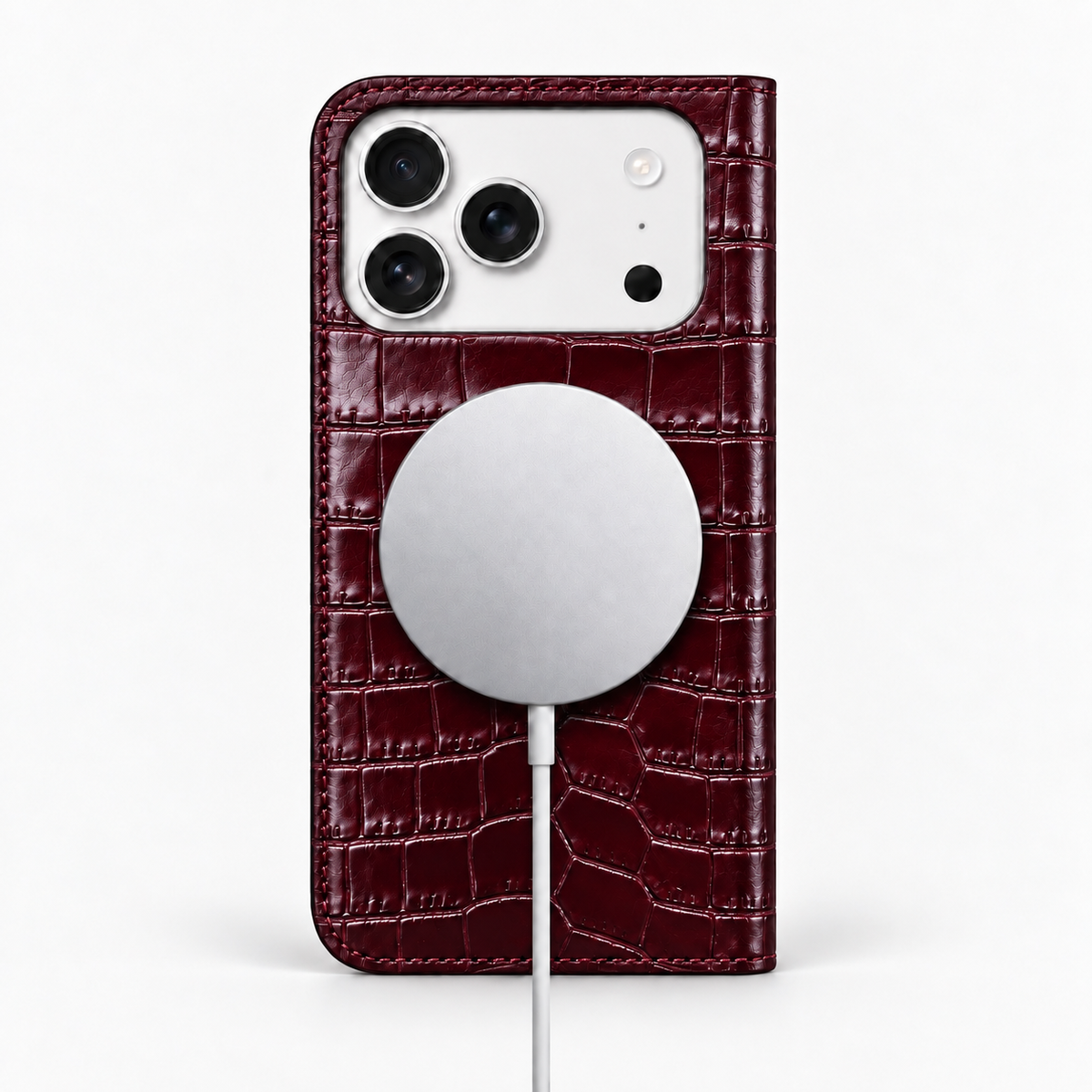 iPhone 18 Pro — Vitello stampa alligatore — Burgundy — Visualizza immagine 5