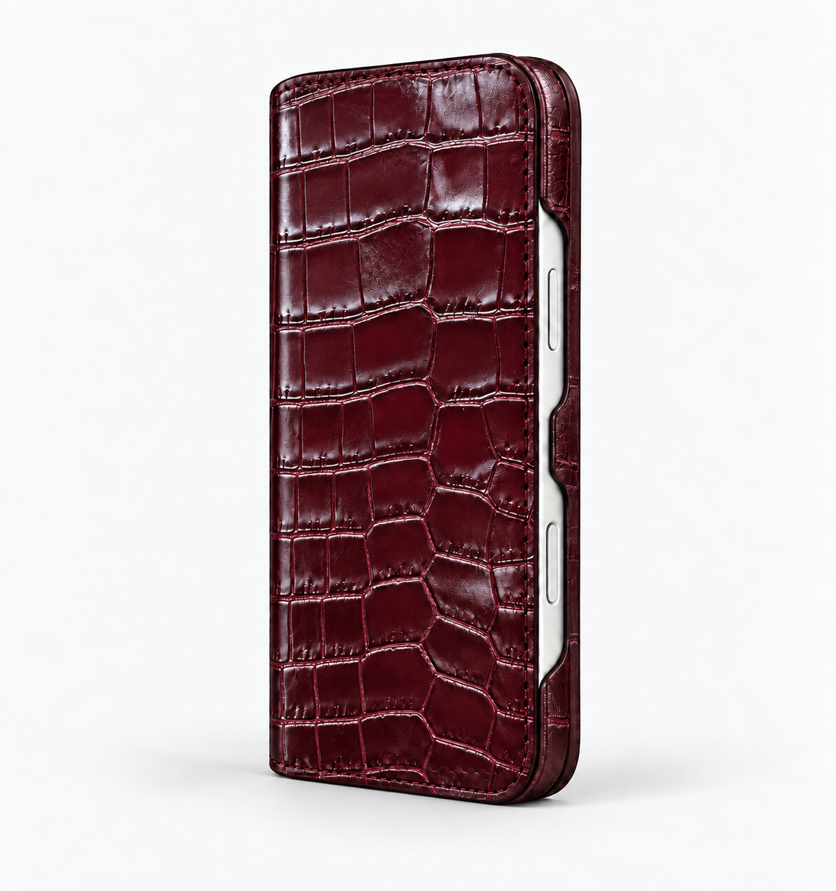 iPhone 16 Pro — Vitello stampa alligatore — Burgundy — Visualizza immagine 4