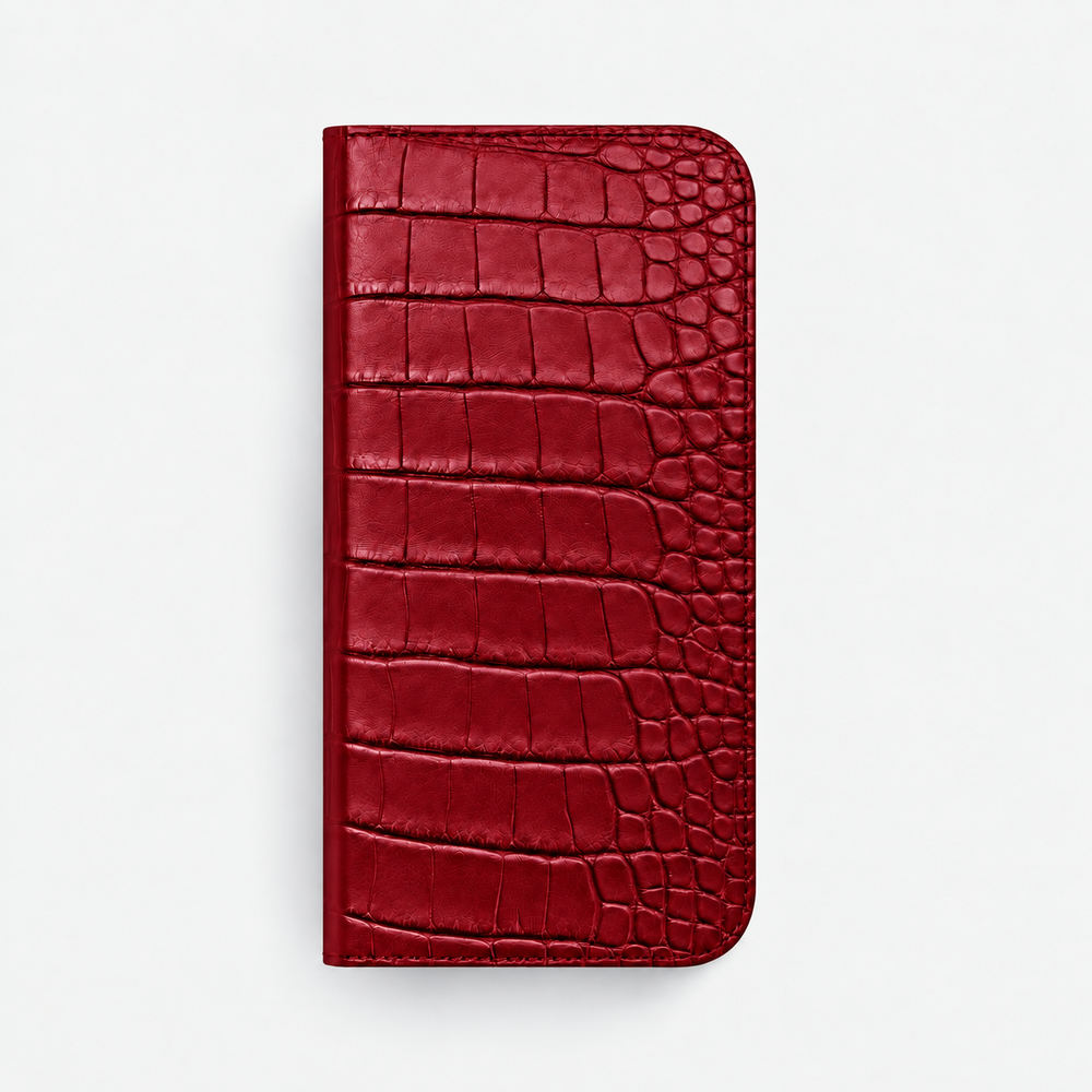 iPhone 16 Pro Max — Folio Alligator — Cherry Red