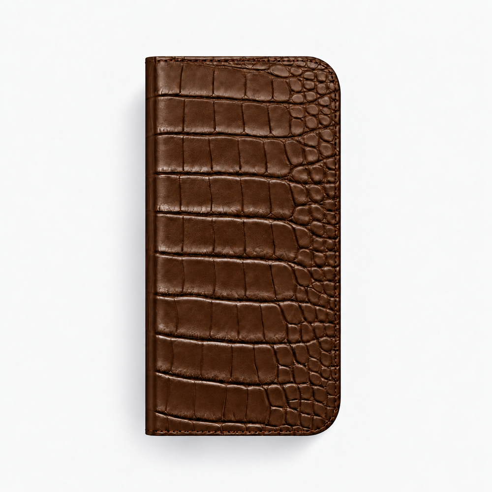 iPhone 18 Pro Max — Folio Alligatore — Cioccolato