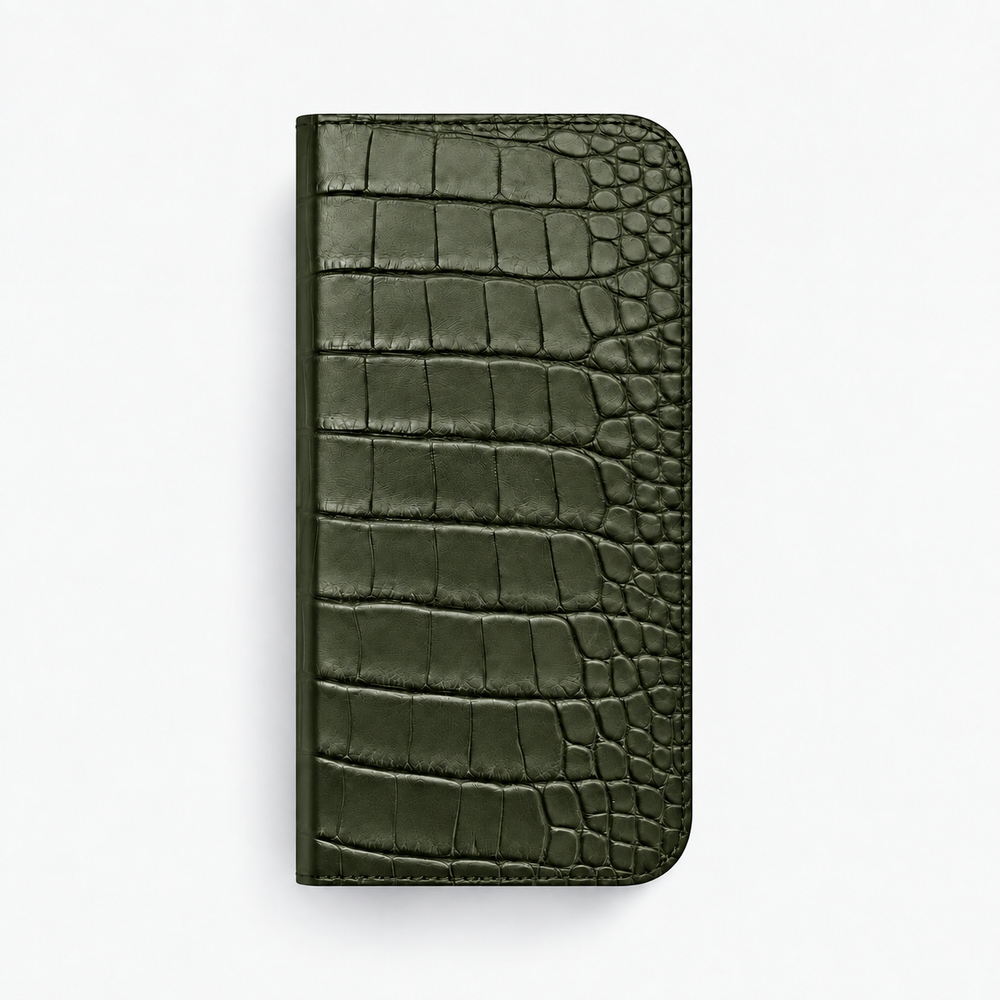 iPhone 18 Pro Max — Folio Alligatore — Verde militare