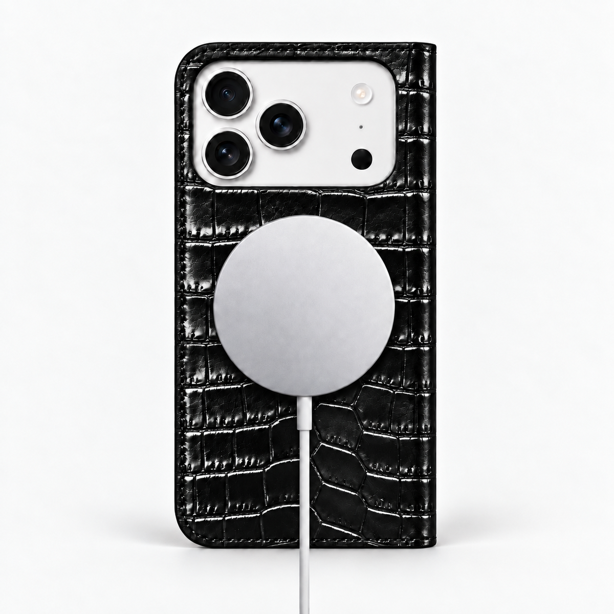 iPhone 17 Pro — Vitello stampa alligatore — Nero lucido — Visualizza immagine 5