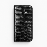 iPhone 16 Pro — Vitello stampa alligatore — Nero lucido — Visualizza immagine 1