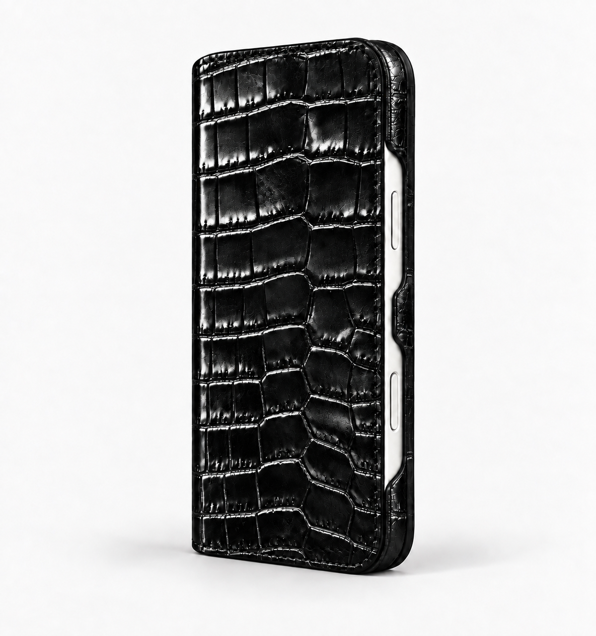 iPhone 16 Pro — Vitello stampa alligatore — Nero lucido — Visualizza immagine 4
