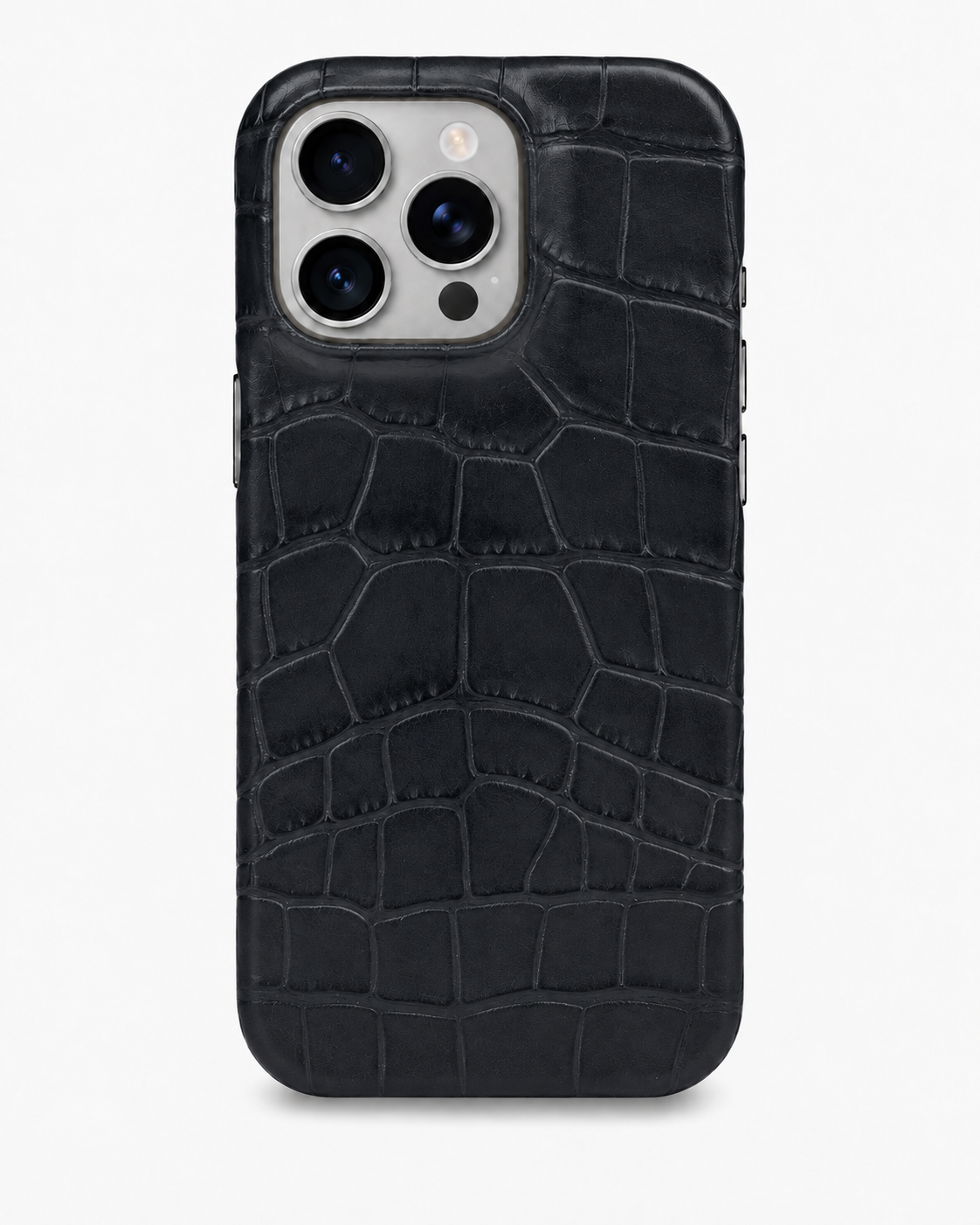 CLAN iPhone 16 Pro Crocodile-embossed calfskin Black — Rear
