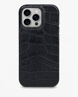 iPhone 16 Pro — Crocodile-embossed calfskin — Black — View image 1